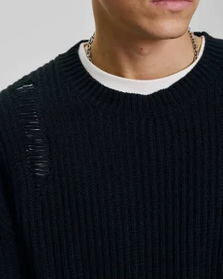 1 × Distressed Crewneck Sweater