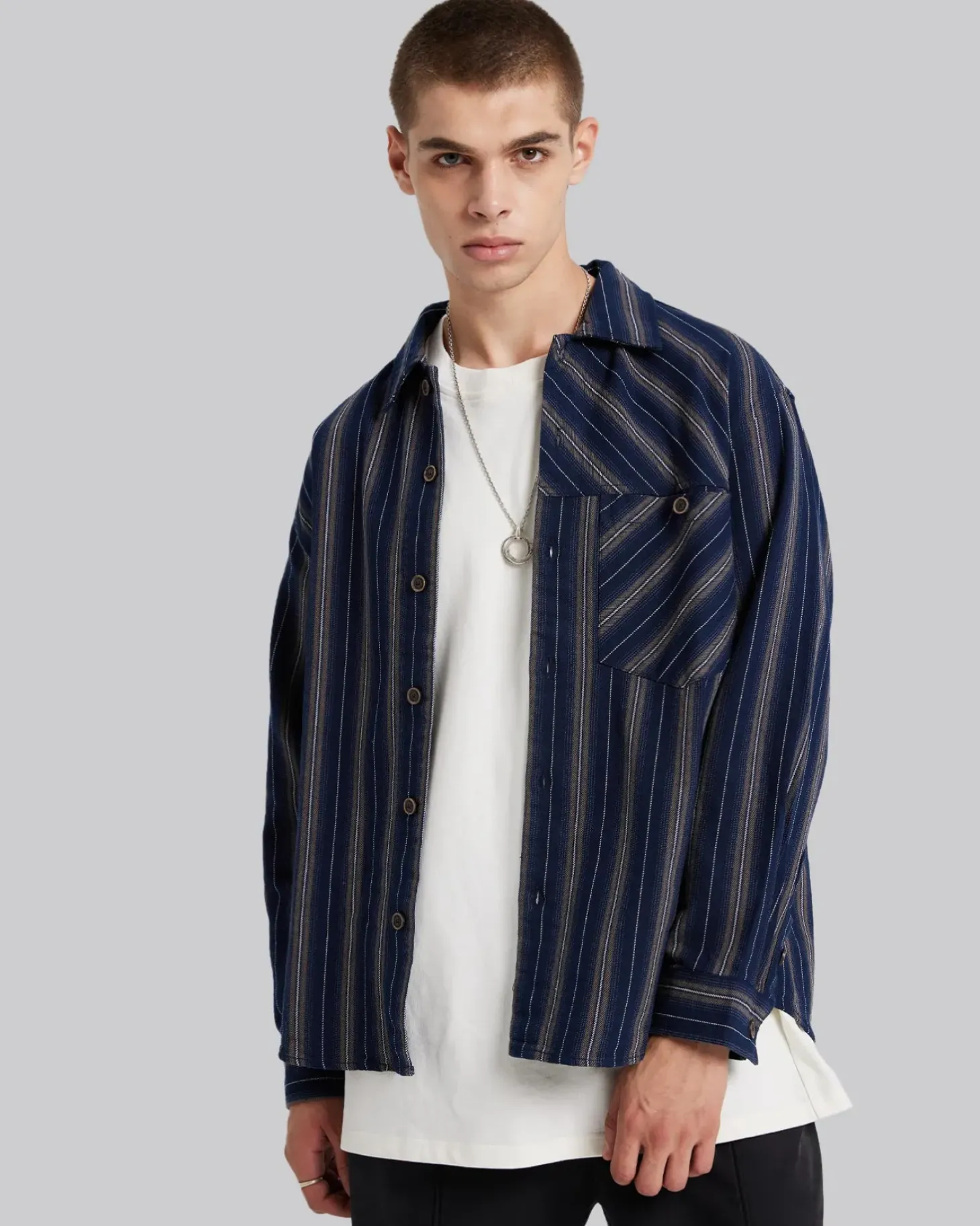 All-Cotton Striped Shirt