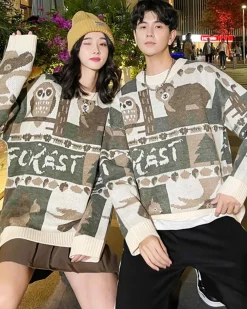 Animal Pattern Crewneck Jumper