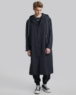 Back Graphic Hooded Long Coat