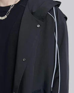 Back Graphic Hooded Long Coat