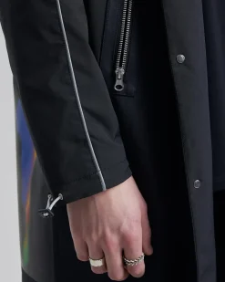 Back Graphic Hooded Long Coat