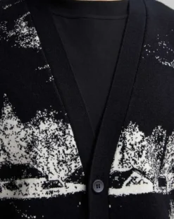 Buttoned Cardigan With Graphics