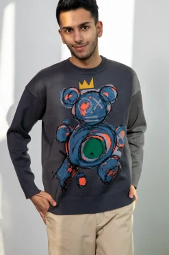 Crewneck With Teddy-Bear Graphics