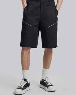 Diagonal Zipper Shorts