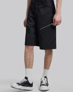 Diagonal Zipper Shorts
