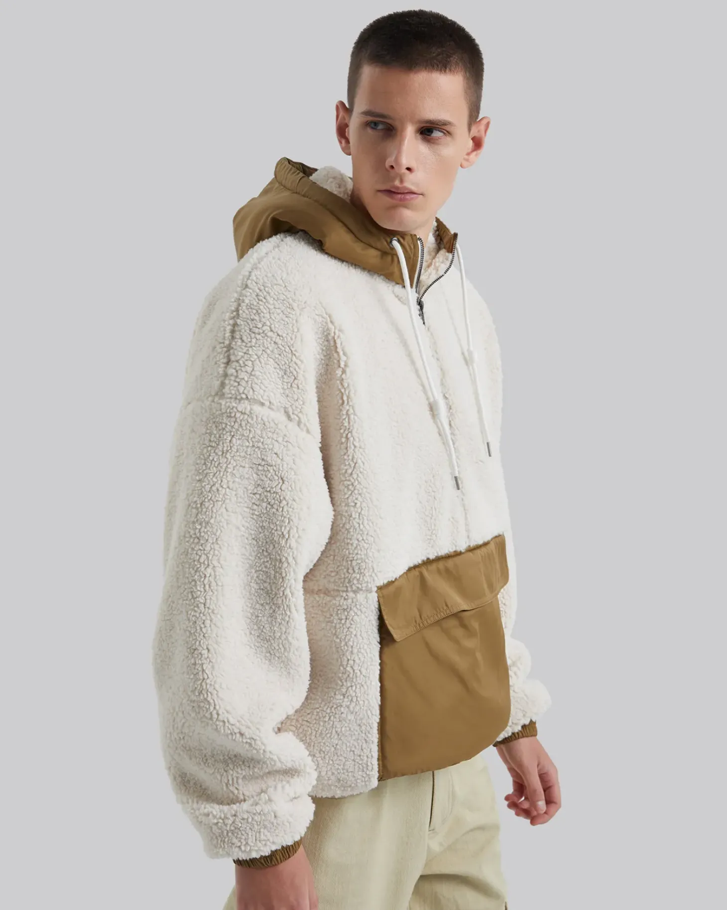 Fleece Hoodie With Half-Zipper