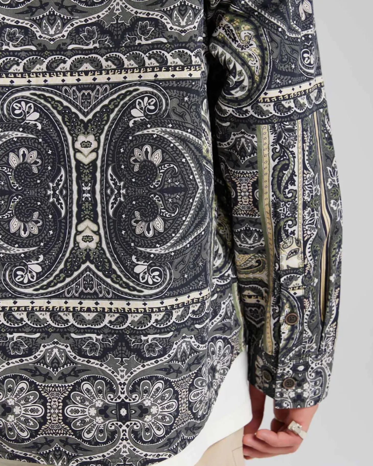 Gold & Black Cotton Patterned Shirt