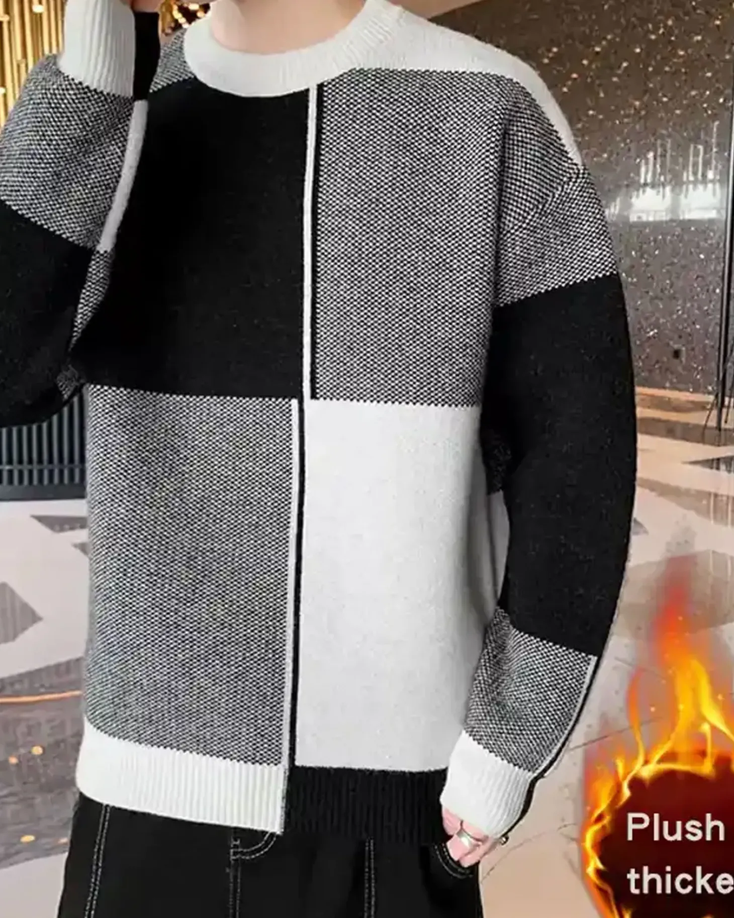 Knitted Colorblock Crew Jumper