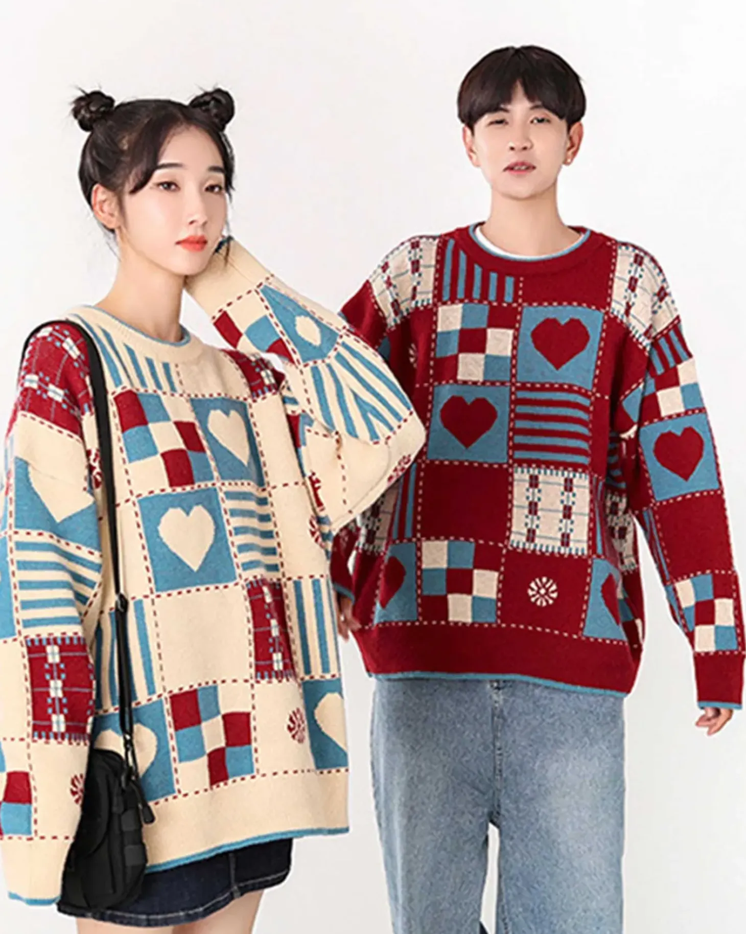 Knitted Patchwork Crew Jumper