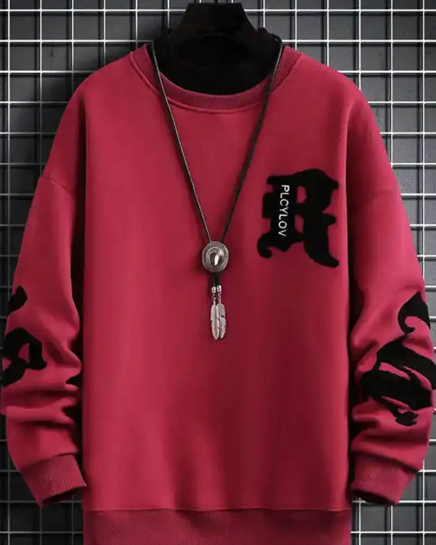 Layered Crewneck Letter Sweatshirt