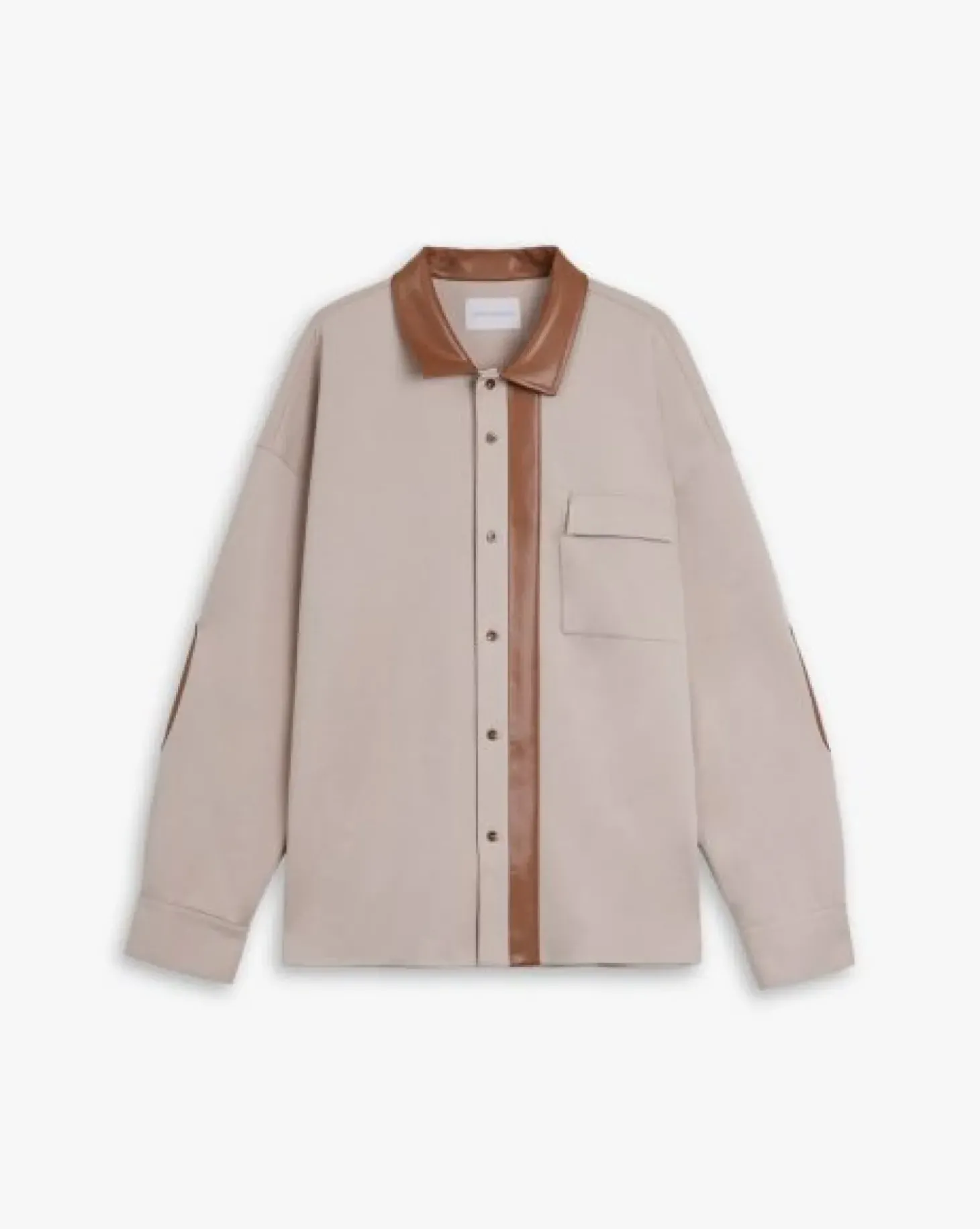 Leather-Like Collar Polo Jacket