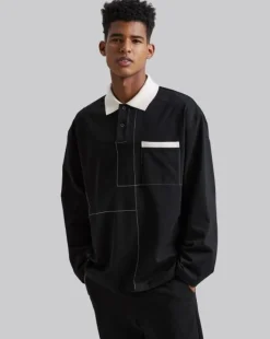 Long-Sleeve Polo With Split-Lines