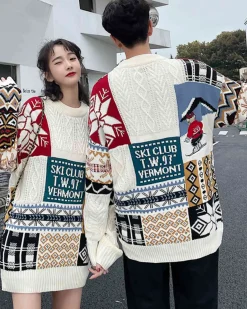 Loose-Cut Colorblock Crew Jumper
