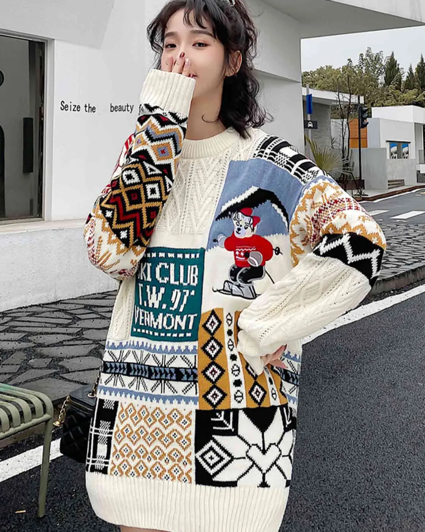 Loose-Cut Colorblock Crew Jumper