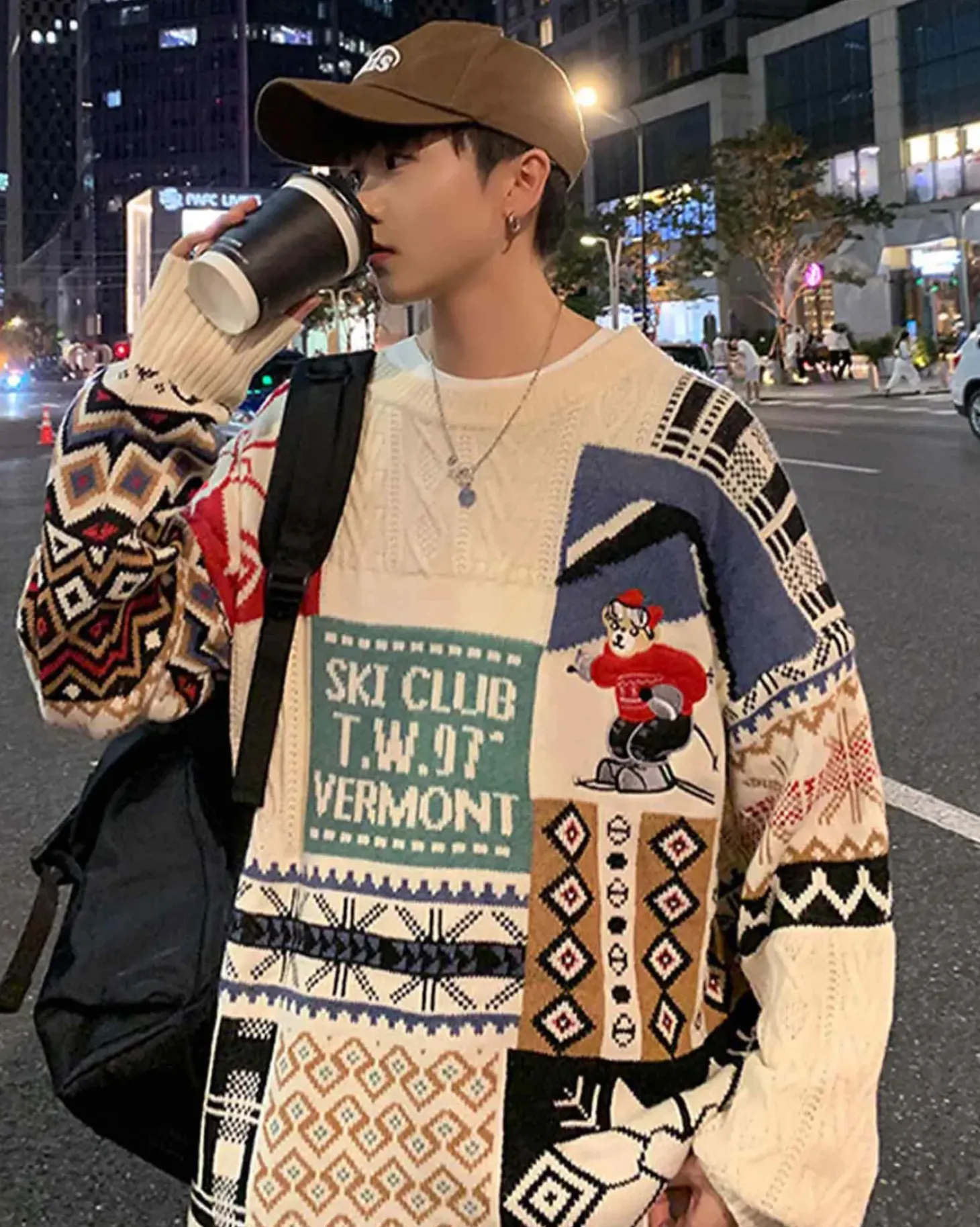 Loose-Cut Colorblock Crew Jumper