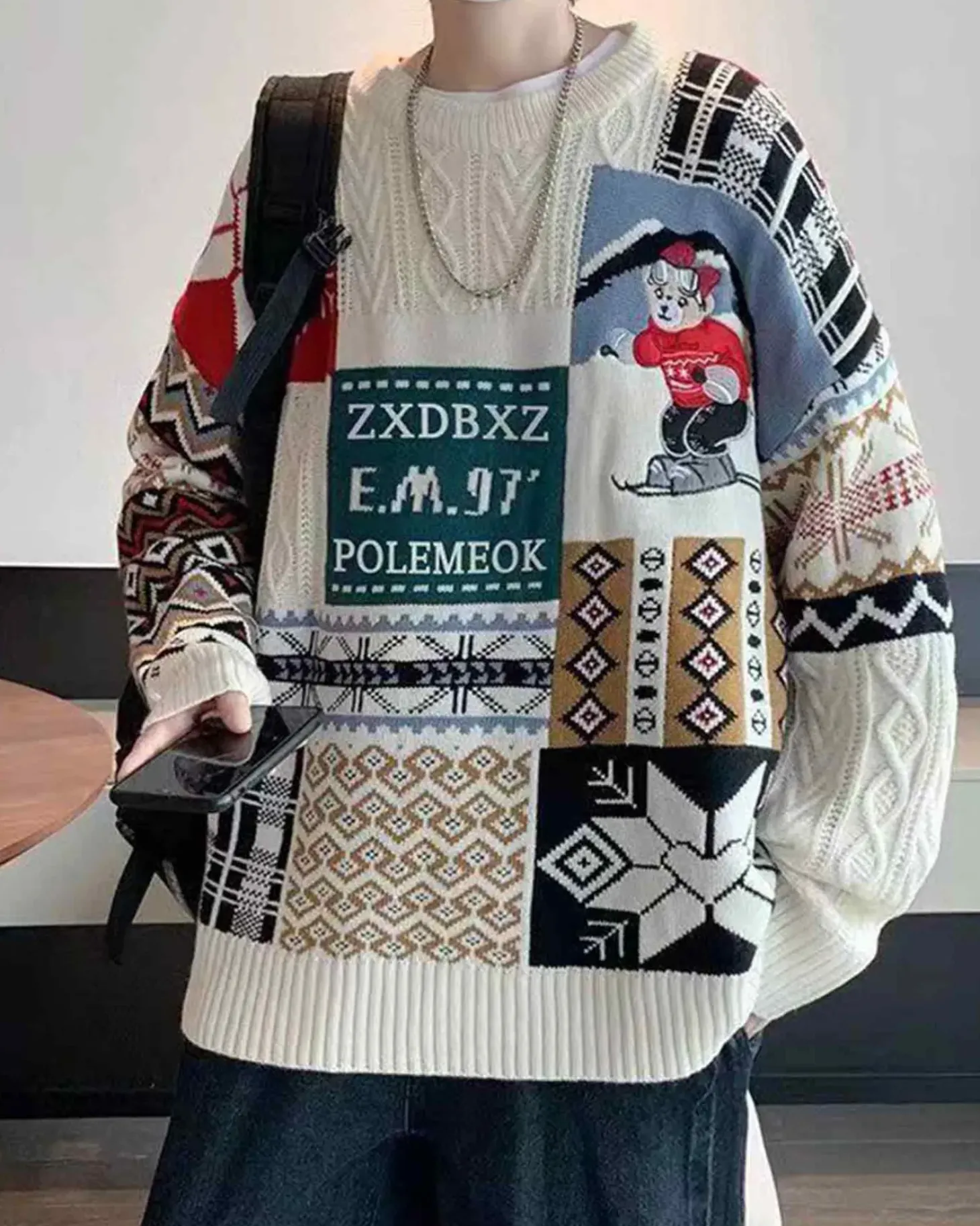 Loose-Cut Colorblock Crew Jumper