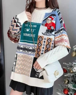 Loose-Cut Colorblock Crew Jumper