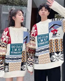 Loose-Cut Colorblock Crew Jumper