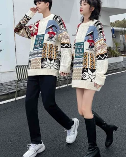 Loose-Cut Colorblock Crew Jumper
