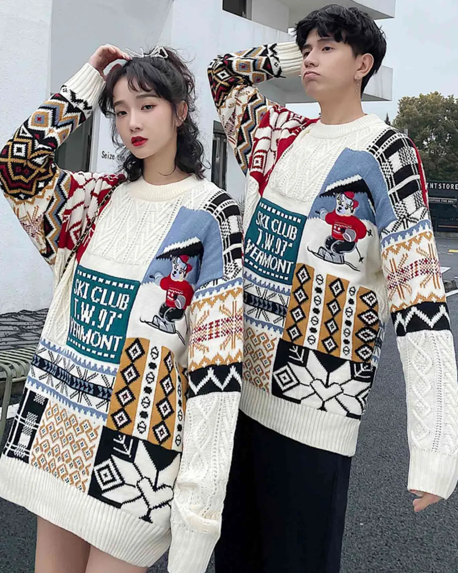 Loose-Cut Colorblock Crew Jumper