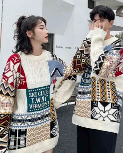 Loose-Cut Colorblock Crew Jumper
