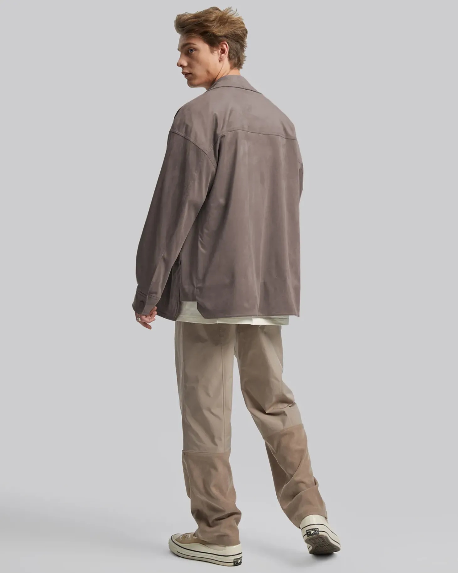 Multi-Pocket Suede-Like Jacket