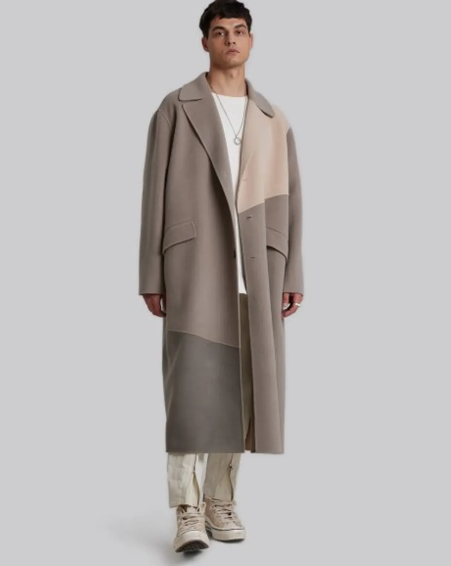 Paneled Cashmere Coat Set
