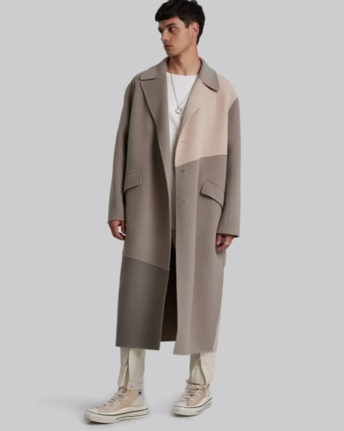 Paneled Cashmere Coat Set