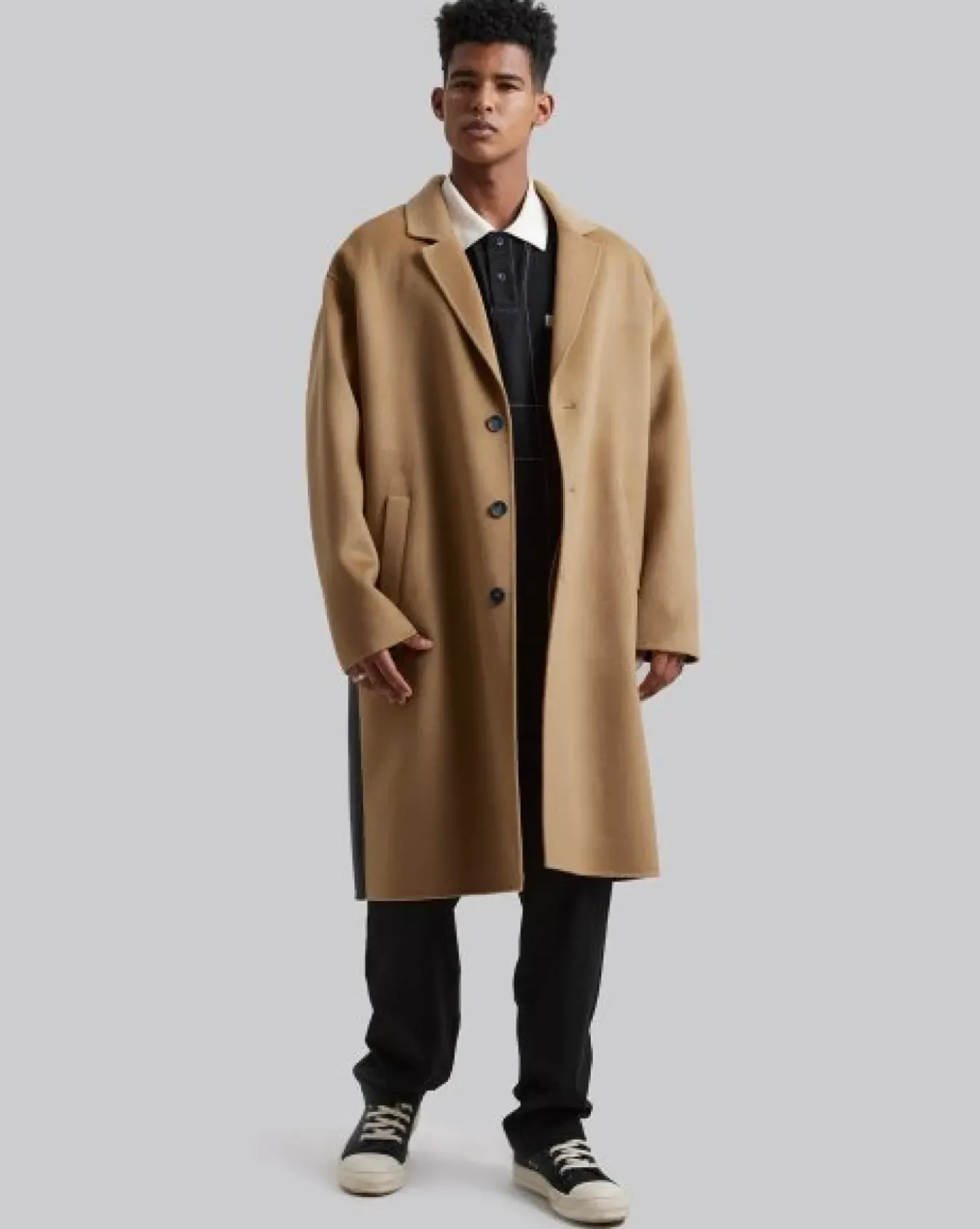 Paneled Duo-Chromatic Cashmere Coat