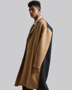 Paneled Duo-Chromatic Cashmere Coat