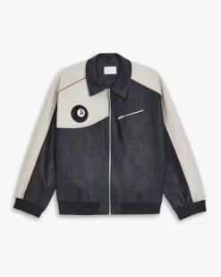 Patchwork Leather-Like Jacket