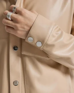Pristine Faux-Leather Outer-Shirt