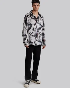 Silk Brushstroke-Print Shirt