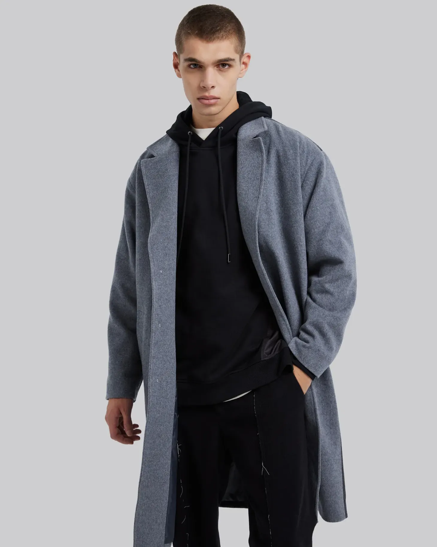 Single-Faced Paneled Wool Coat