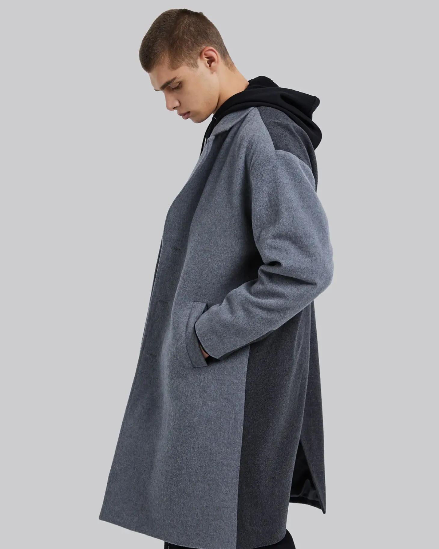 Single-Faced Paneled Wool Coat