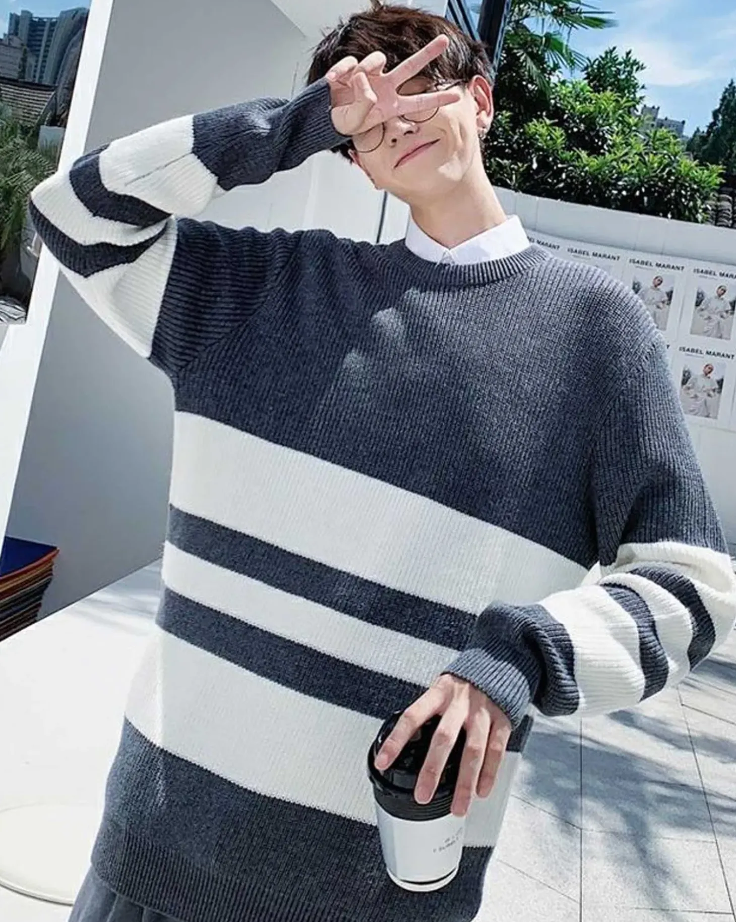 Striped Crewneck Knit Jumper