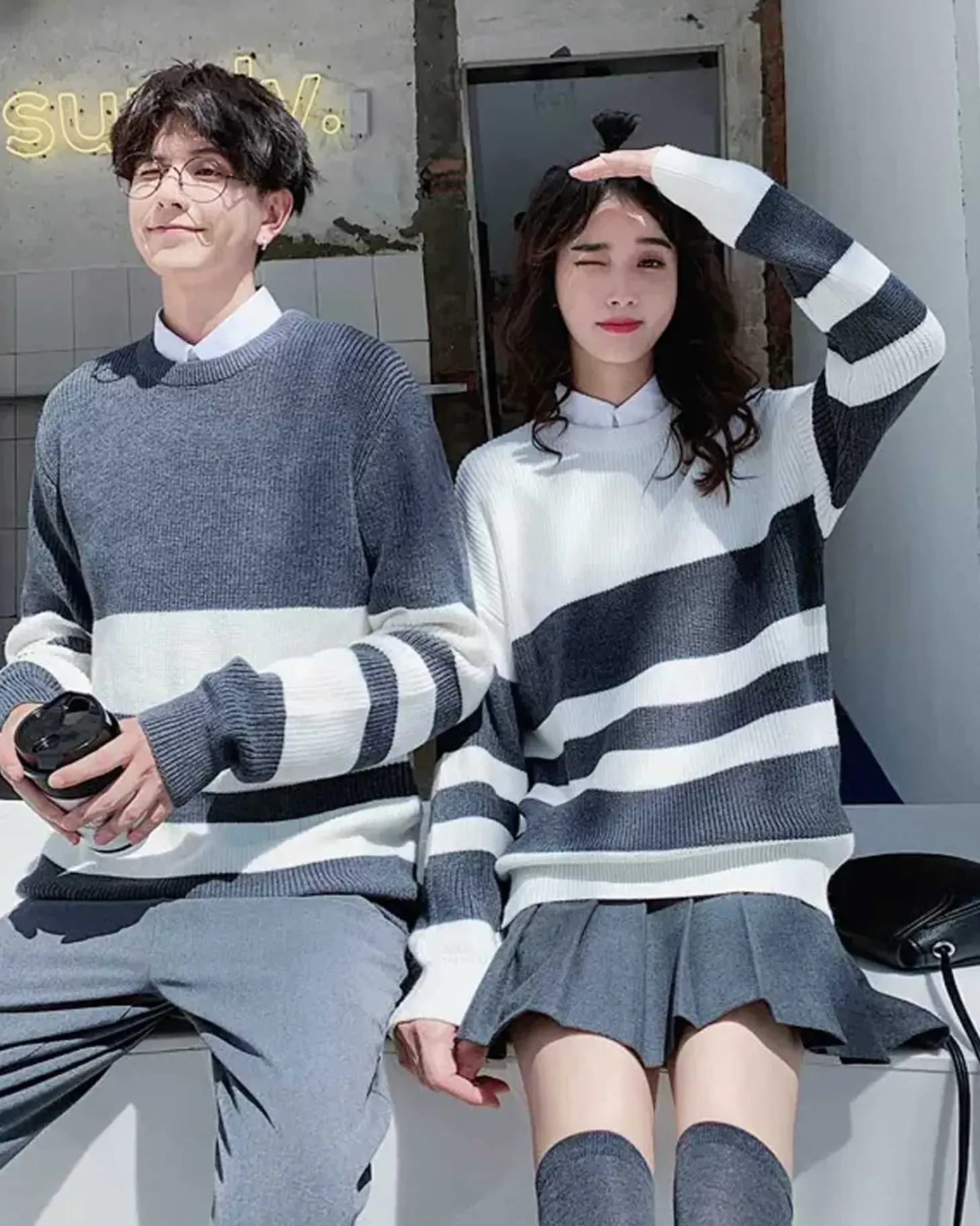 Striped Crewneck Knit Jumper