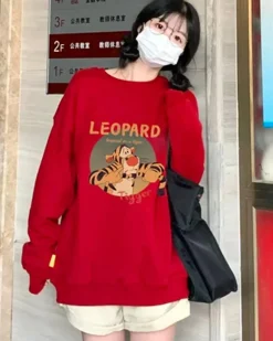 Tiger Print Crewneck Sweatshirt