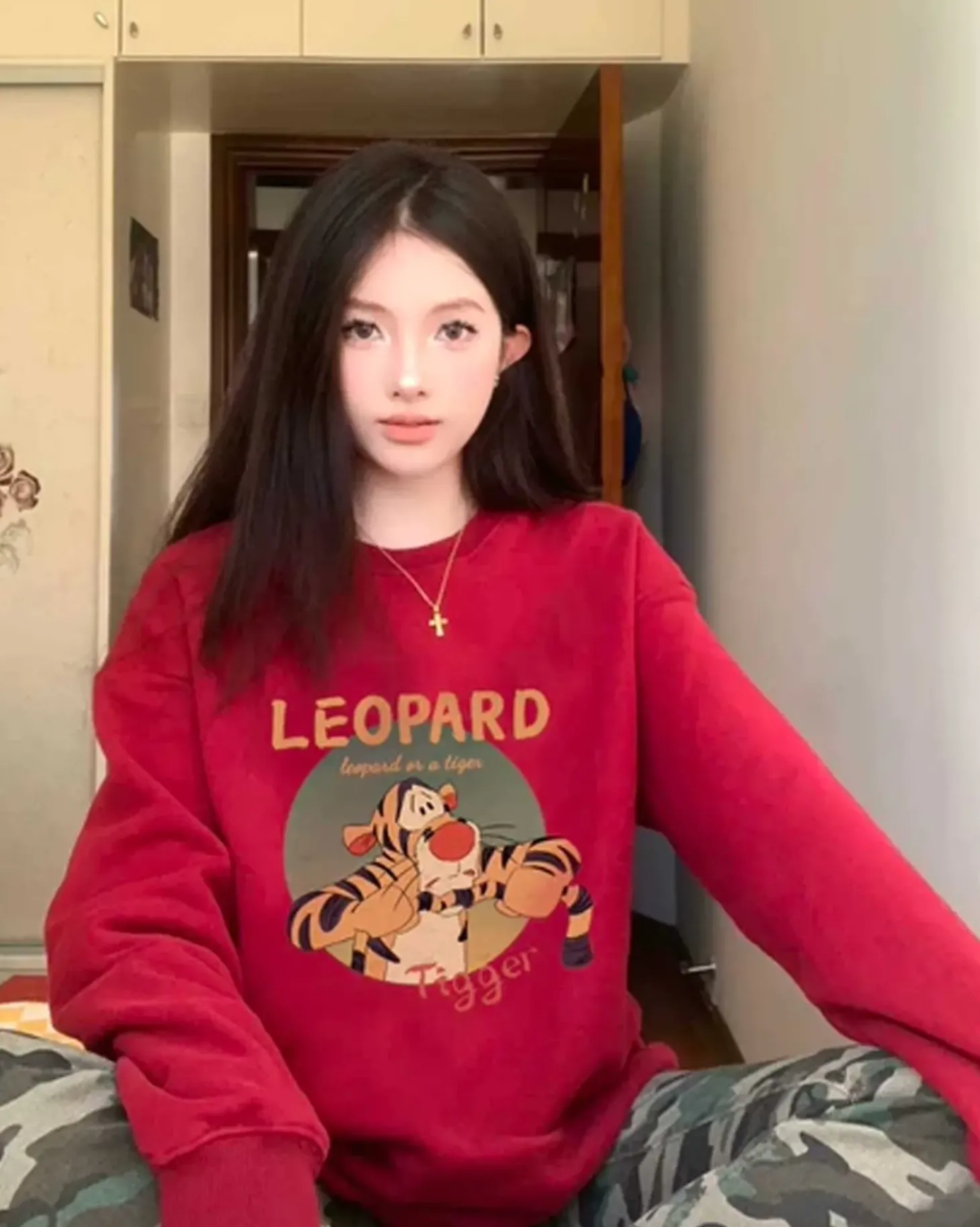 Tiger Print Crewneck Sweatshirt