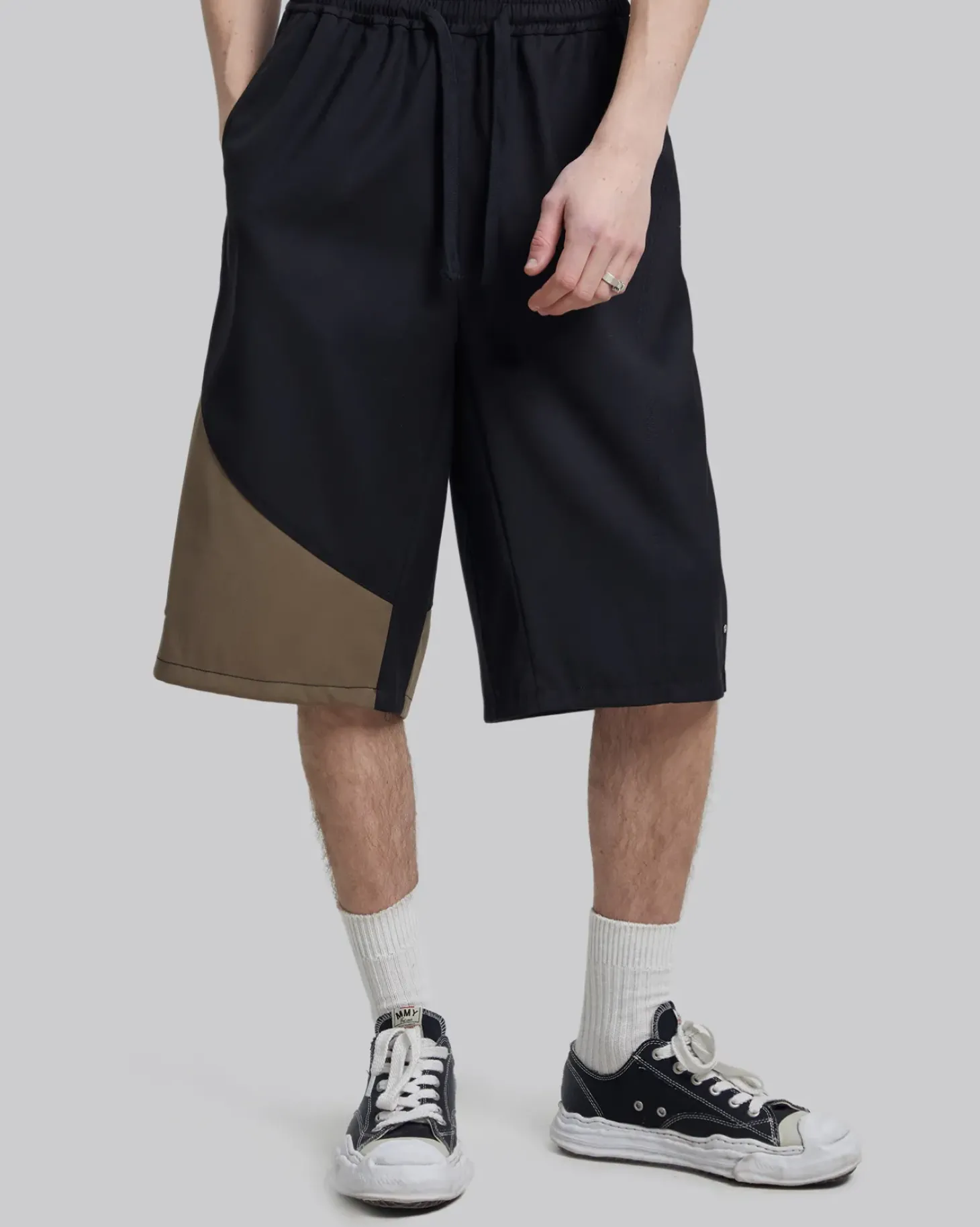 Two-Tone Draping Shorts
