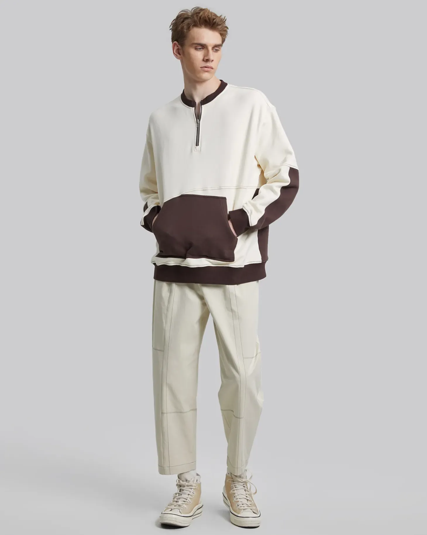 Two-Tone Half-Zip Sweatshirt