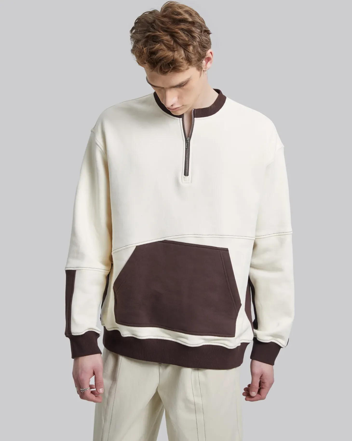 Two-Tone Half-Zip Sweatshirt