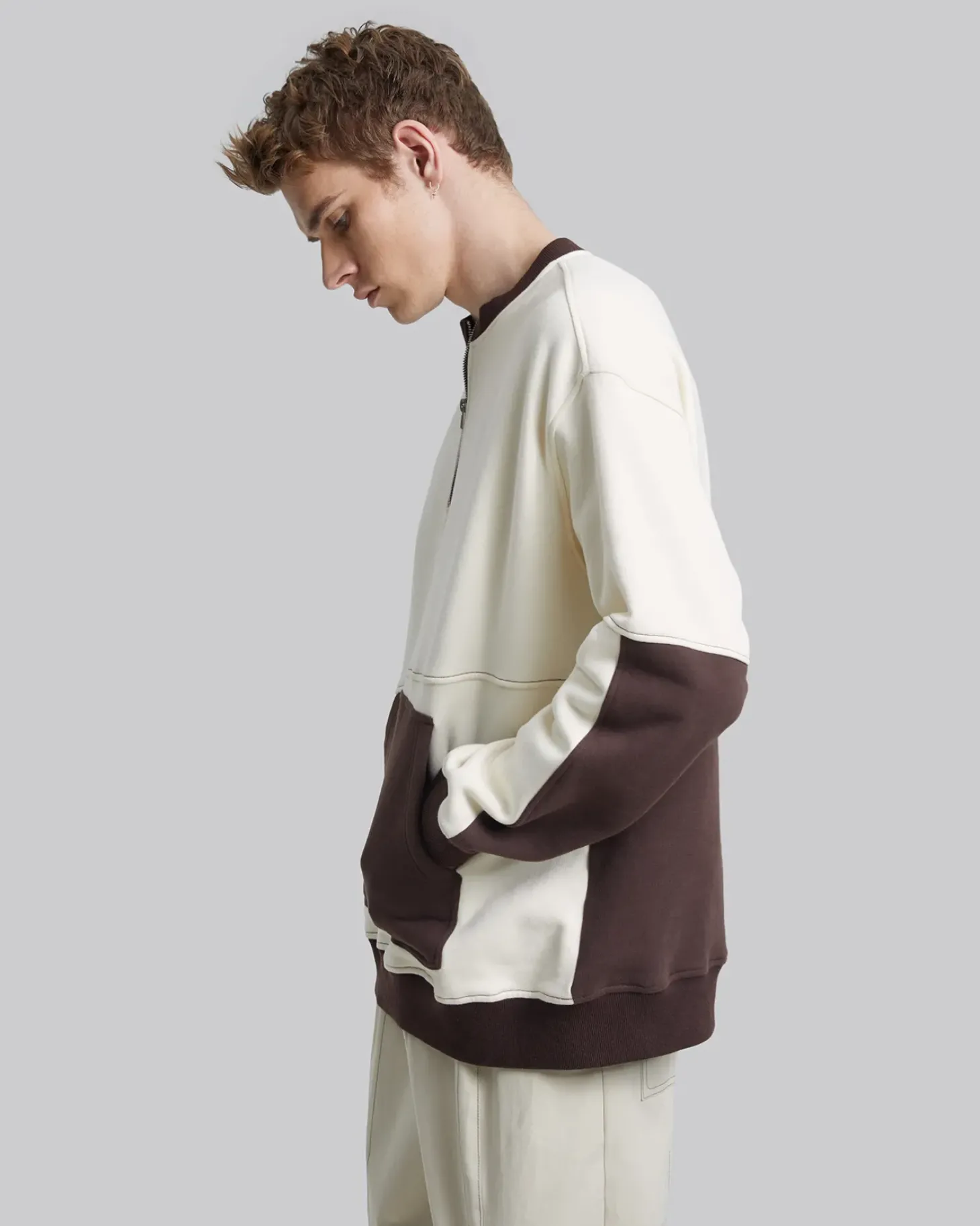 Two-Tone Half-Zip Sweatshirt