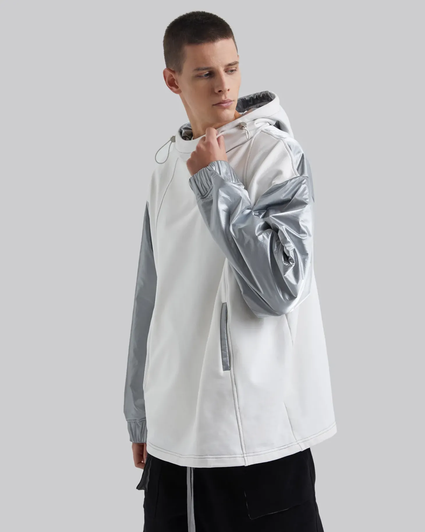 Two-Tone Paneled Hoodie