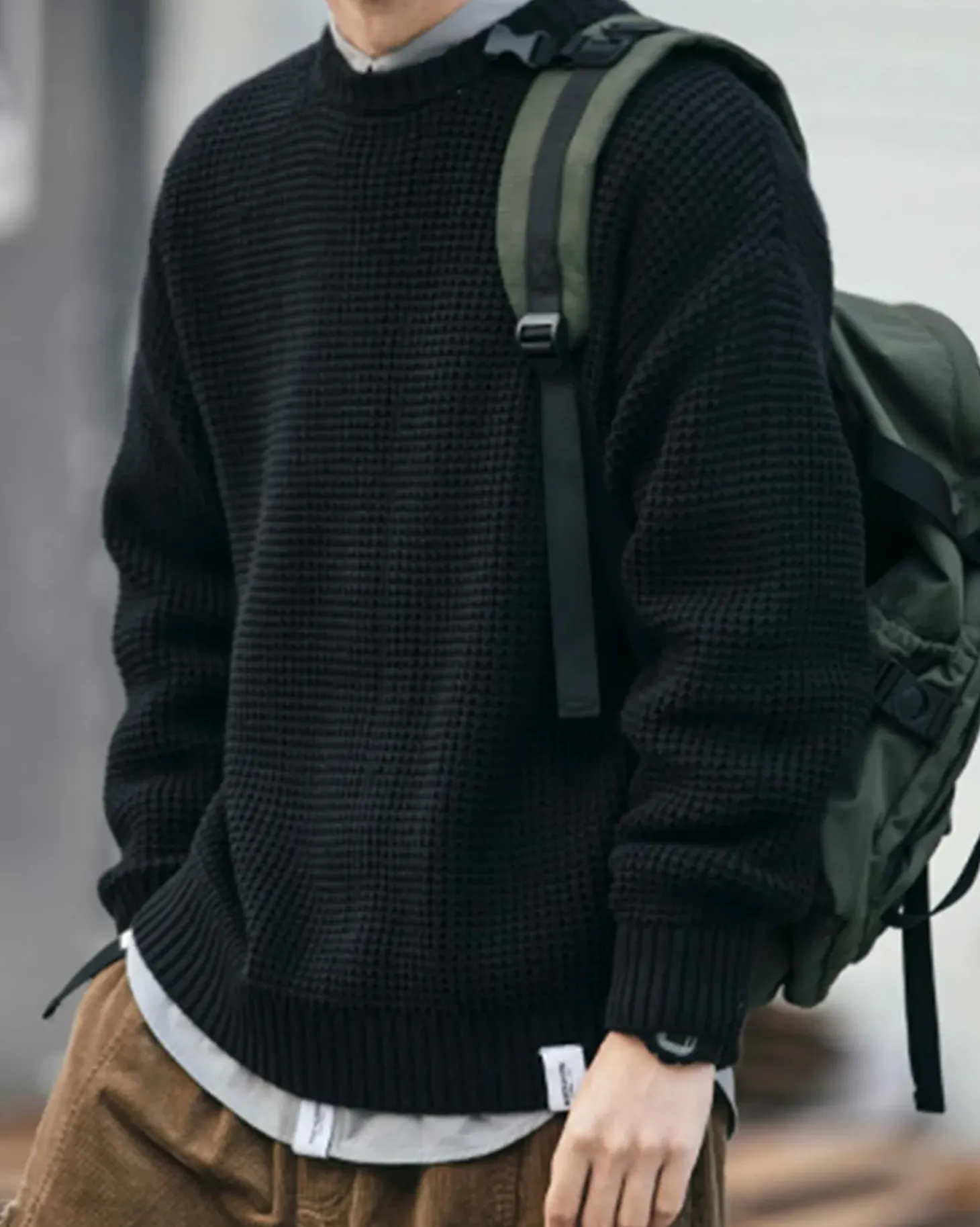 Waffle Crewneck Knit Jumper