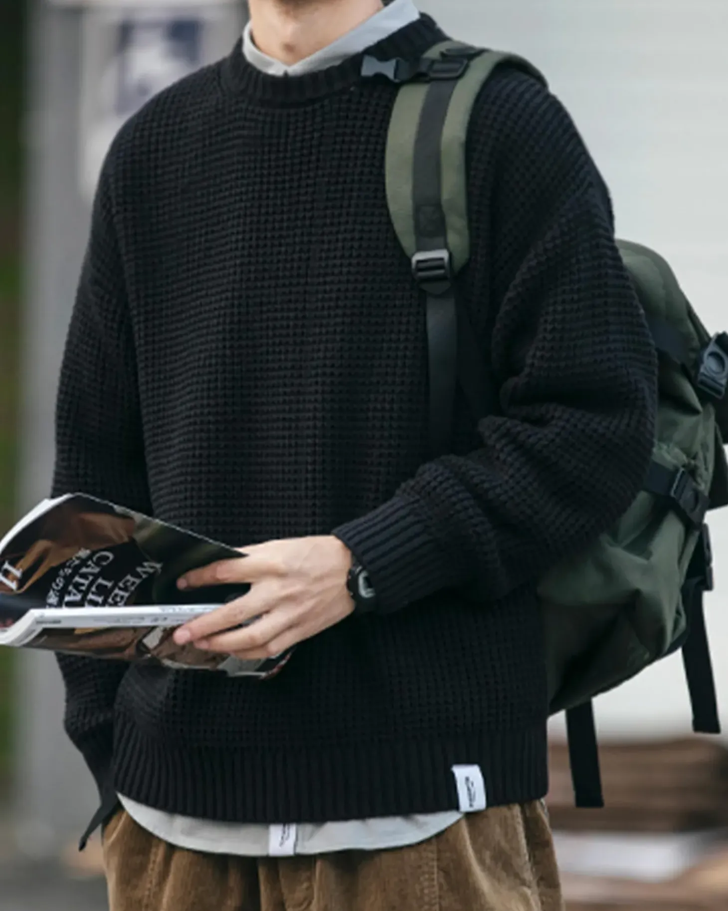Waffle Crewneck Knit Jumper