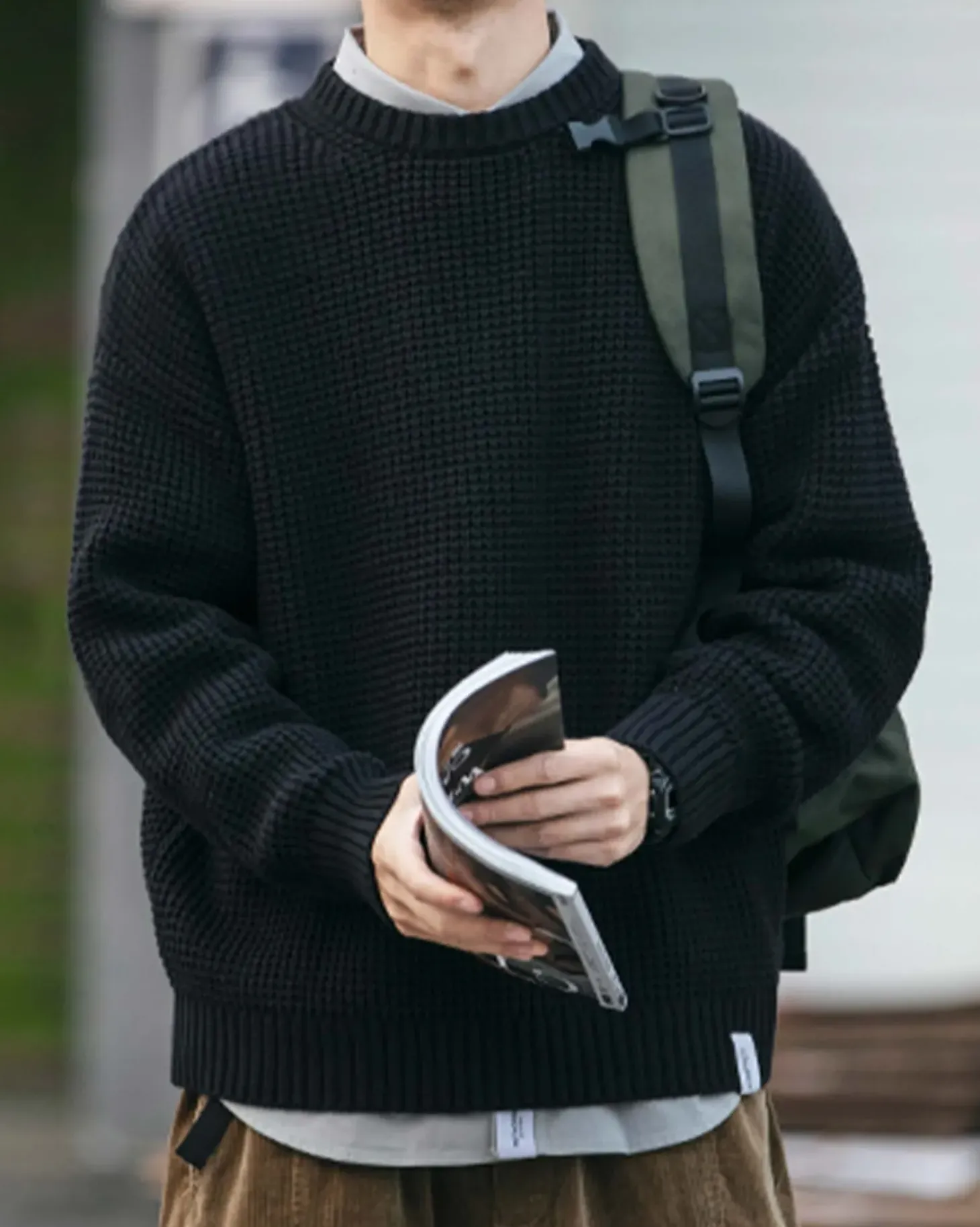 Waffle Crewneck Knit Jumper