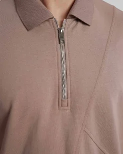 Zippered Polo Shirt With Splits